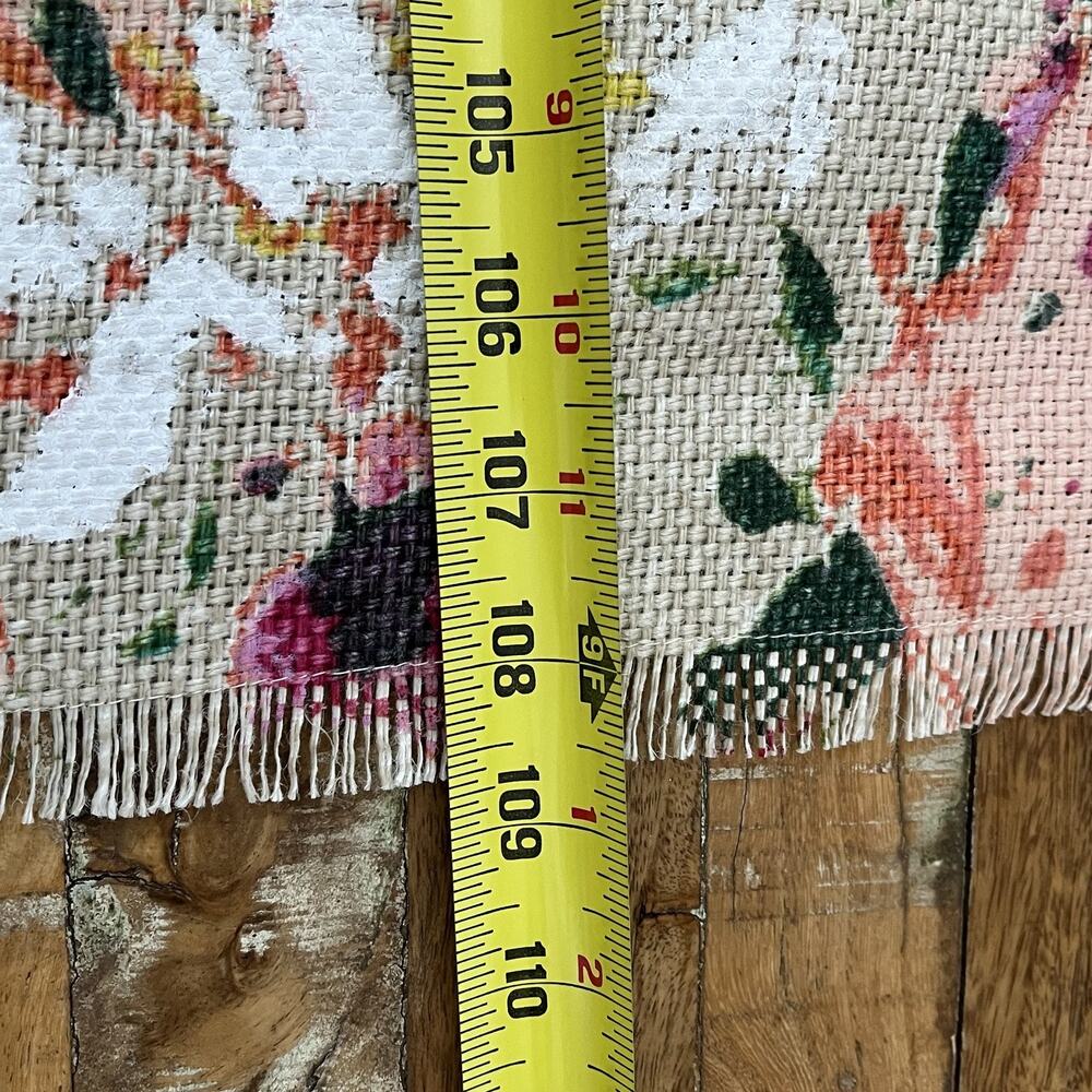 World Market 100% Jute Floral Table Runner 20 in x 108 in Rectangular - Picture 6 of 7